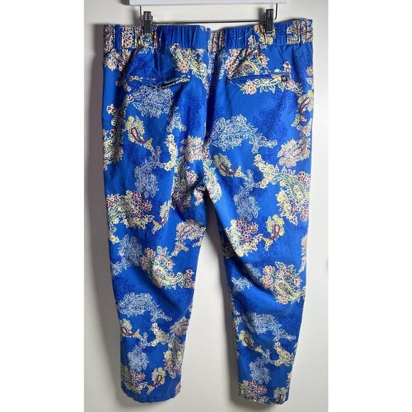 Houston White X Target Adult Blue Floral Chino Pleated Cotton Stretch Pants XL - Picture 3 of 9